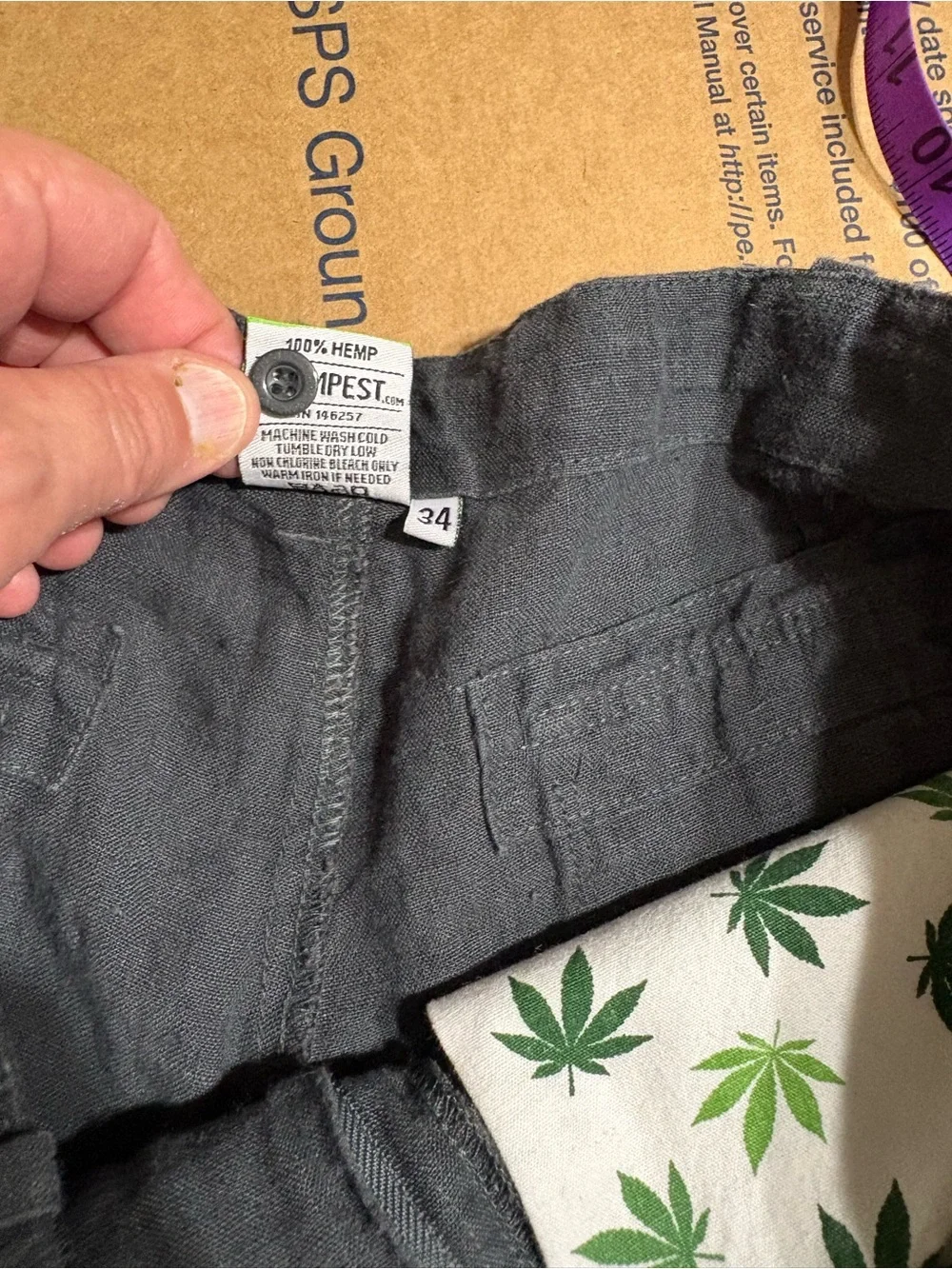 Hempfest Men's green/gray Linen-Blend Chino drawstring Pants hemp material